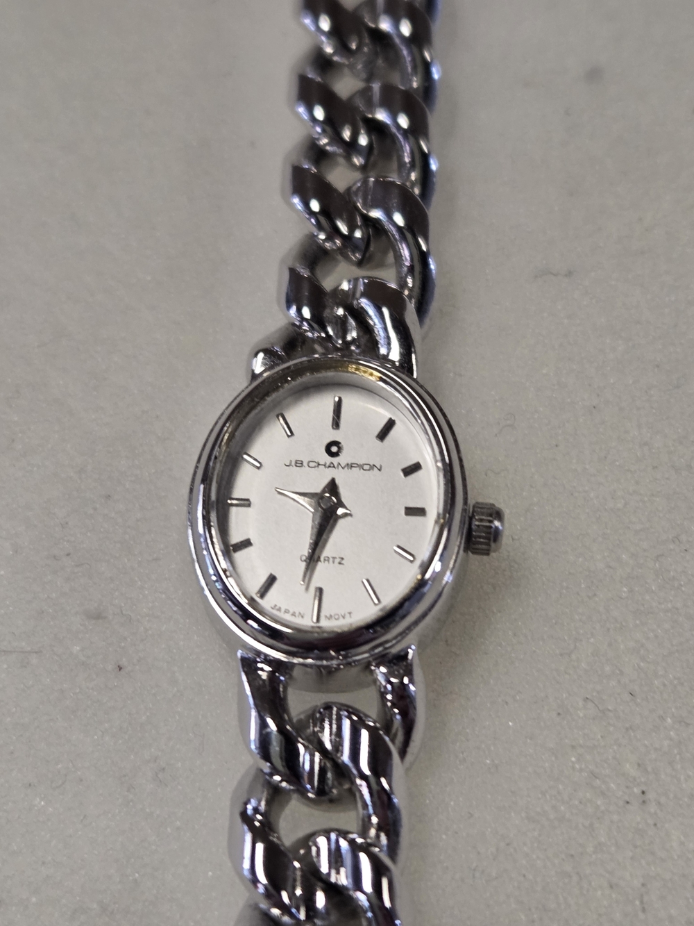 J.B.Champion Silver-Tone Link Bracelet Ladies Watch